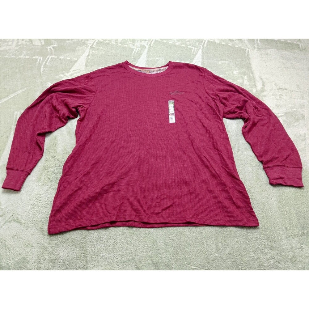 Real Tree Thermal Top Men 2XL Burgundy Waffle Knit Woven Tee